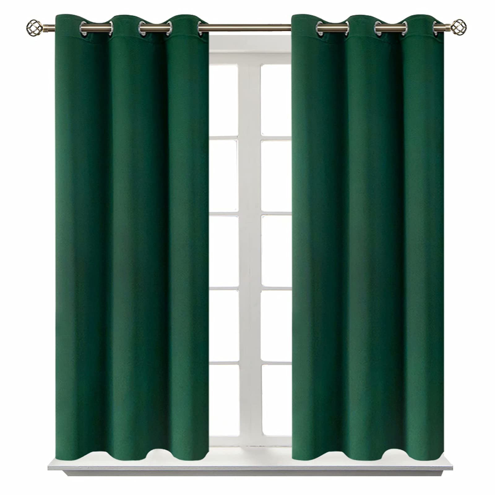 BGment Blackout Curtains for Bedroom - Grommet Thermal Insulated Room Darkening Drapes for Living Room, Set of 2 Panels (38 x 45 Inch, Emerald Green)