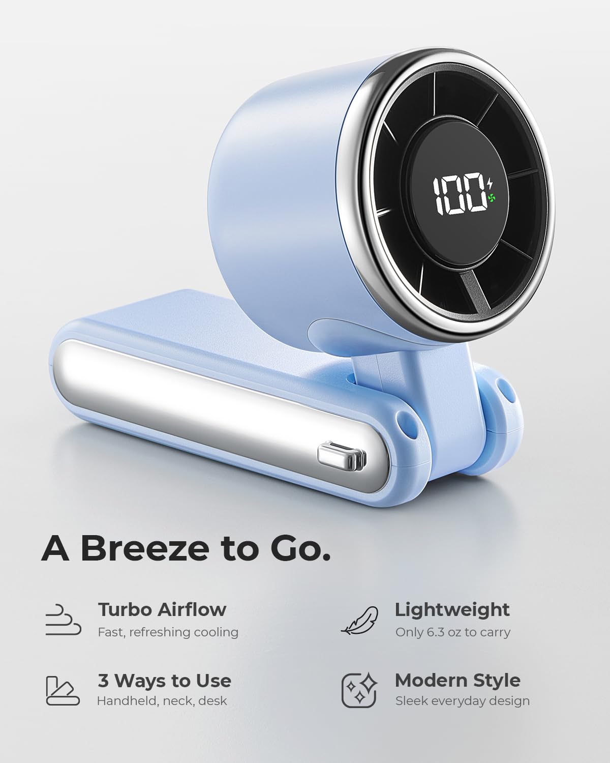 Condition photo showing New/Like New for bearwind portable handheld turbo fan - 5 gear high speed 4000mah rechargeable mini personal hand fan