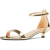 Aachcol Women Sandals Peep Open Toe Kitten Low Heel Ankle Strap Dress Shoes 1.5 Inch