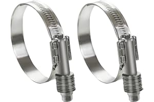 WYSIWYKA 2 Pack Heavy Duty Worm Hose Clamp, Adjustable Range 1 1/4"-2 1/8" (32-54mm) 304 Stainless Steel Worm Gear Drive Hose Clamps for Water Pipe, Plumbing, Automotive and Mechanical Application