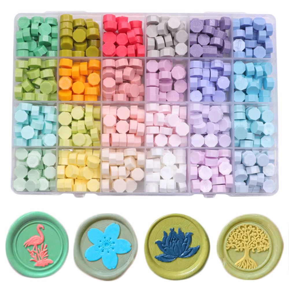Ioggtser 24 Color Wax Seal Beads Kit with 600PCS Beads for Letter Sealing