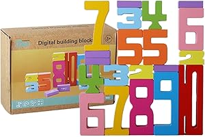 WIXUIPR Wooden Number Blocks Fun and Engaging Math Learning Experience Number Blocks Toys for Kids Wooden Building Game, Type