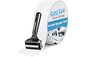 Gociean RV Roof Tape White with Rubber Roller, Upgraded 2 Inch X 50 Feet RV Roof Sealant Tape for Camper Roof Sealant, Boat, Truck, Trailer Roof Leaks, UV Resistant & Weatherproof