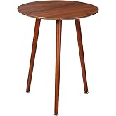 VECELO Round Side Table, Small End Table for Indoor Outdoor, Wooden Bedside Table with Non-Slip Foot Pads, 3-Legged Nightstand for Living Room Bedroom Bathroom, 20" x 20" x 23.8",Rustic Walnut