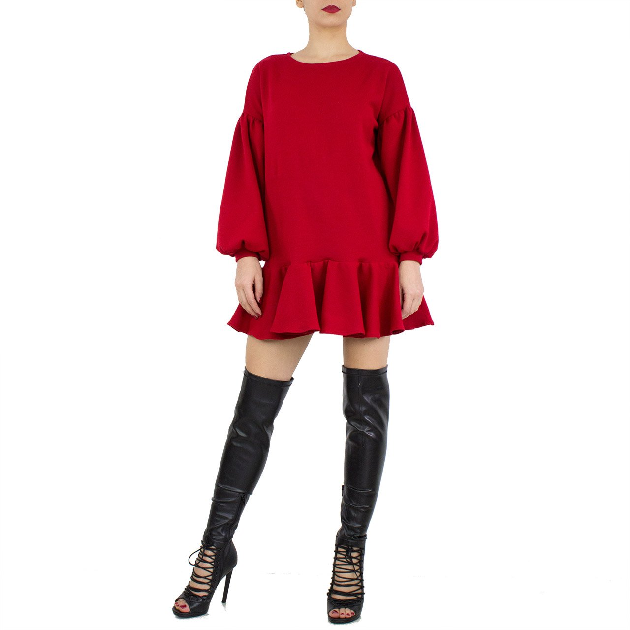 red jumper dress
