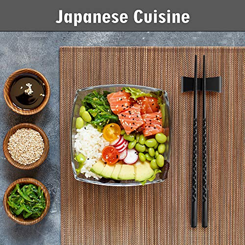 BLESWIN 5 Pairs Fiberglass Chopsticks, Reusable Chop Sticks Dishwasher Safe Japanese Chinese Style, Chopsticks Set 9.5 Inches Anti-Slip Textured Tip with Box, Easy Grip for Sushi Noodles Ramen Salad