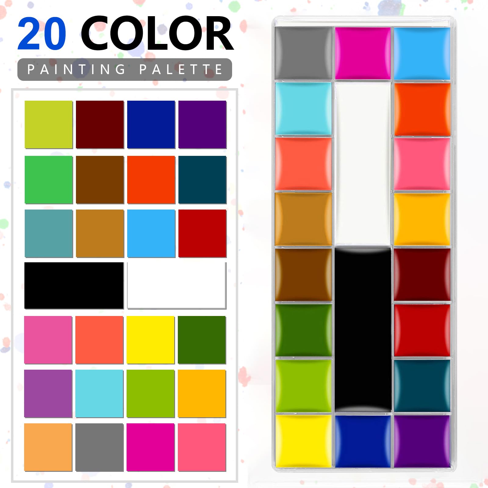 TIZZYT Face Paint,20 Colors Face Paint - Face Painting Kit,Oily Based Face Painting Kit for Kids Party with 10 Brushes 5 Sticker Stencils and Paint Tray, Body Paint for Kids and Adults Halloween Makeup