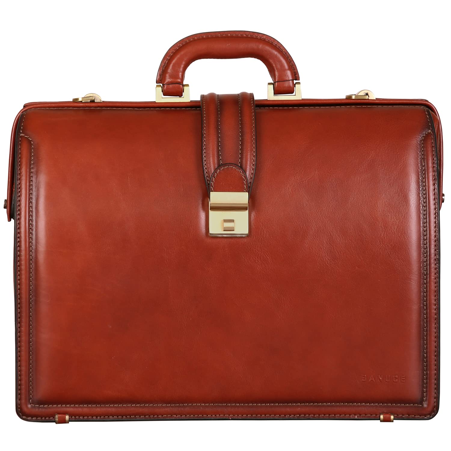 Buy Banuce Full Grain Italian Leather Briefcase for Men with Lock