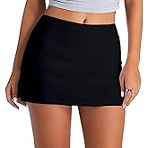 Wrotorea Womens Black Mini Skirt High Waist High Slit Sexy Bodycon Mini Skirt 0290