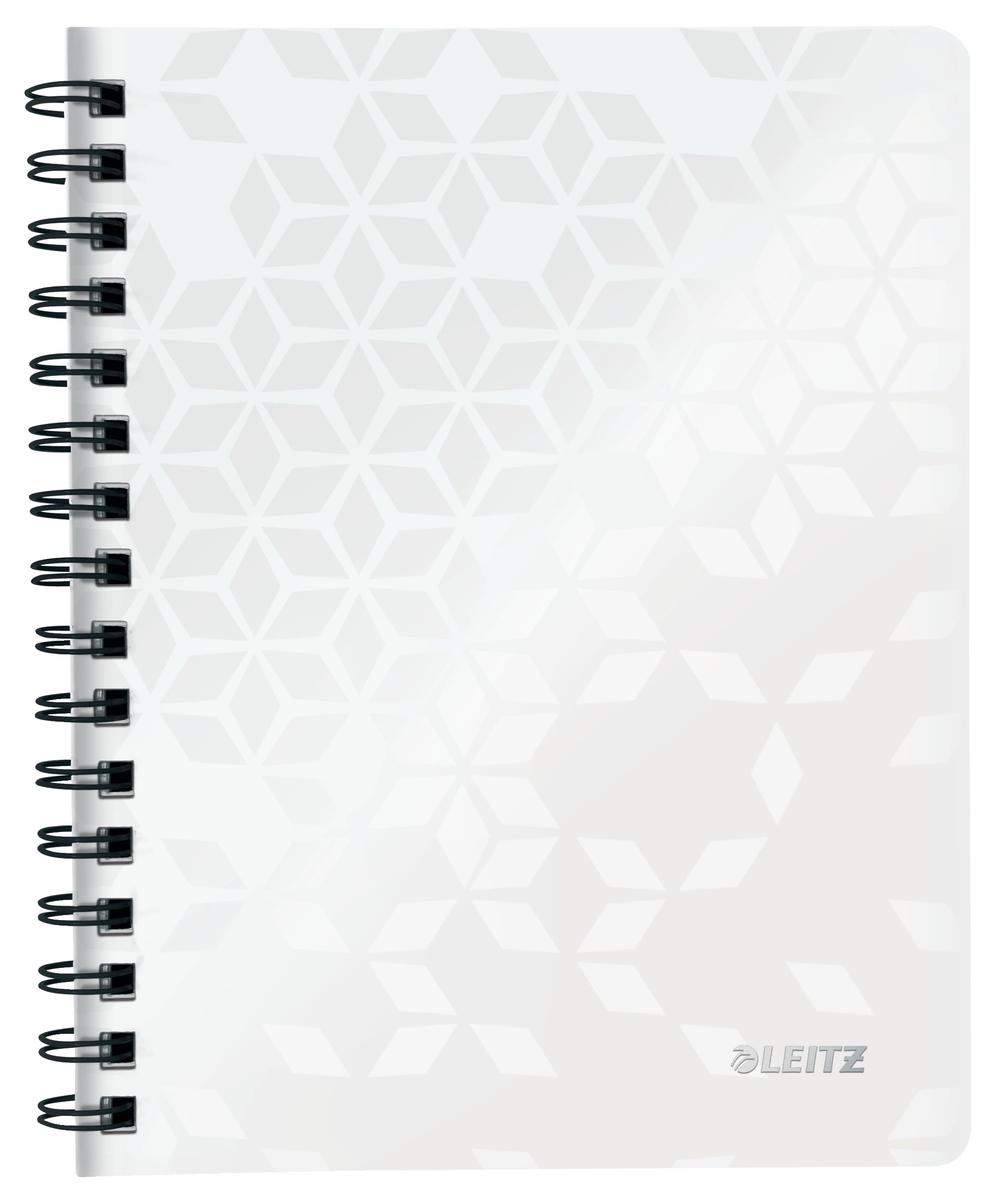 Leitz A5 Flexible Cover Notebook, White Wire Bound, 80 Sheets, Ruled, 90 gsm Ivory Paper, Wow Range