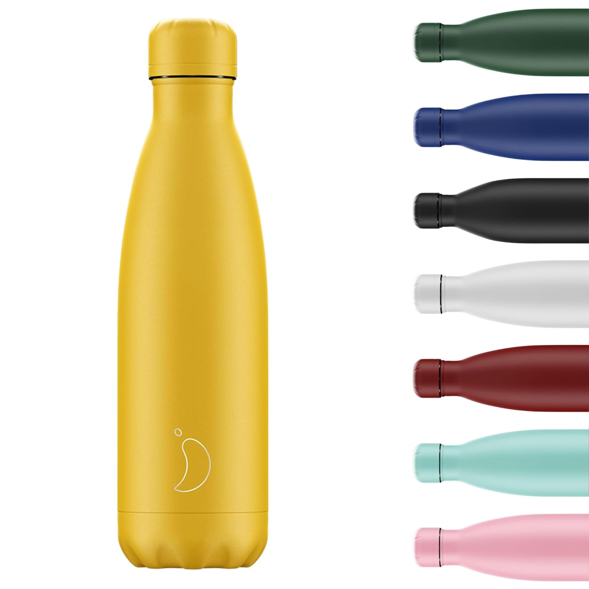 Chilly's Original Water Bottle - Vacuum Insulated Stainless Steel Water Bottle, Reusable Thermal Flask for Hot & Cold Drinks - Leak Proof, No Sweat - Matte - All Burnt Yellow - 500ml