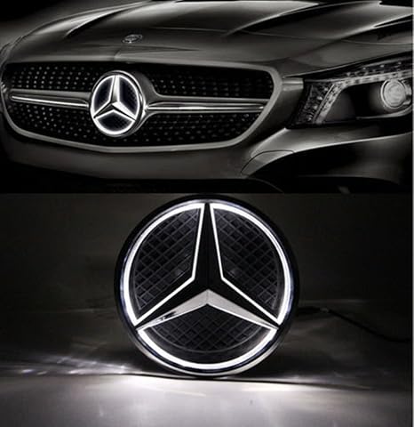 Cszlove Car Front Grilled Star Emblem Led Illuminated Logo For Mercedes Benz 2010 2013 Abces Glk Ml Class Center Front Badge Lamp Light White