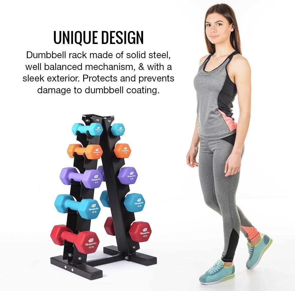 Fitness Alley Steel Dumbbell Rack - 5 Tier Weight Holder & 5 Tier Weight Rack Dumbbell Stand - Dumbbell Holder - Dumbbell Rack Stand - Weight Racks for Dumbbells : Sports & Outdoors