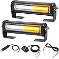 AT-HAIHAN 2 in 1 Waterproof Surface Mount and Grille Flashing Warning COB LED Amber White Strobe Lights for Trucks Snow Plows Hazard Warning Cars Construction Vehicles