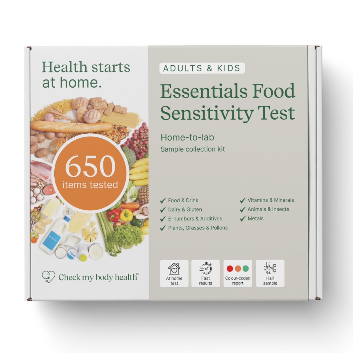 Check My Body Health 650 Items Essentials Food Sensitivity Test Kit for Adults and Kids – Non-Invasive Food Intolerance Test Kit – at-Home Hair Sample Bioresonance Testing with Results in 3–5 Days
