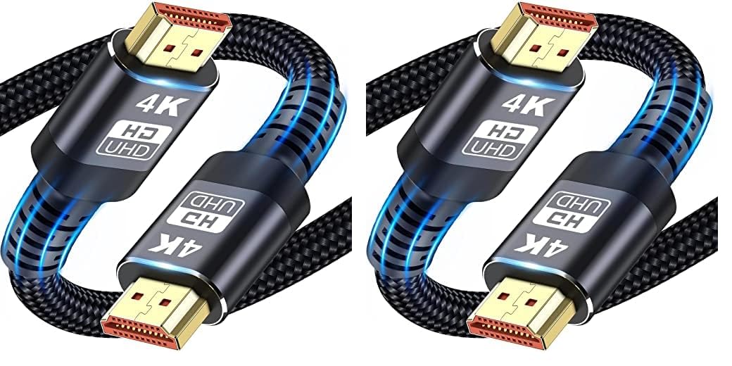 ATETEO HDMI Cable, 4K HDMI Cable 2M,Ultra High Speed Braided HDMI Lead Support 4K@60Hz, ARC, HDR, 3D, Ethernet Compatible with All HDMI Devices (Pack of 2)