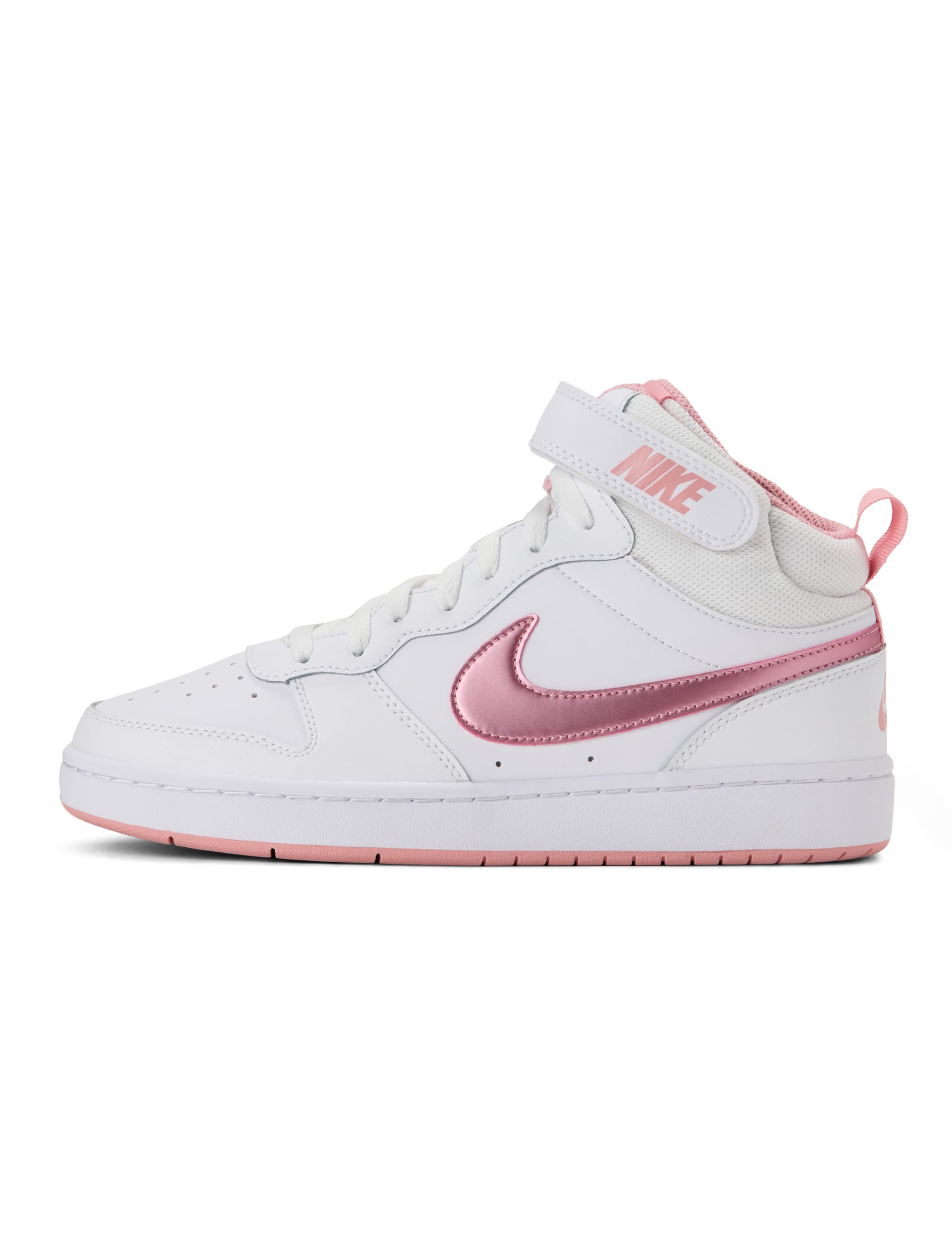 Nike Big Kid's Court Borough Mid 2 Shoes, White/Pink Glaze, 5.5Y Image