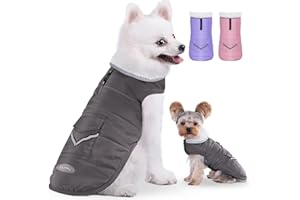 iBuddy Dog Winter Coats with Fleece Vest,Waterproof Warm Dog Snow Jacket Windproof, Reflective Adjustable Pet Dogs Cold Winter Coat for Dogs Girl Boy