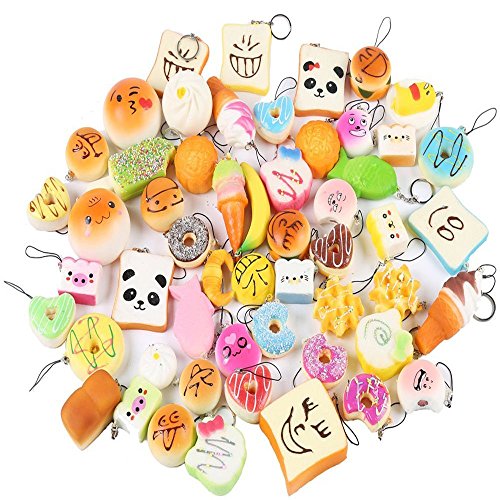 Wall of Dragon 10 Pcs Bread Cake Bun Random Squishy Slow Rising Pendant Donut Charm Stretchy Squeeze Cream Scented Cute Strap Toy