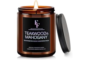 FF FRAGRFLOWING Teakwood & Mahogany Candle, Scented Candle for Home Soy Wax Candle, Aromatherapy Candle Gifts, 7oz