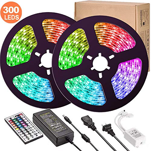 UMICKOO LED Strip Lights, 32.8 ft 10M(5Mx2) LED Lights 5050 LED Tape Lights, Flexible Color Changing LED Strip Lights with Remote for Home Lighting Kitchen Bedroom Bar Room Decoration