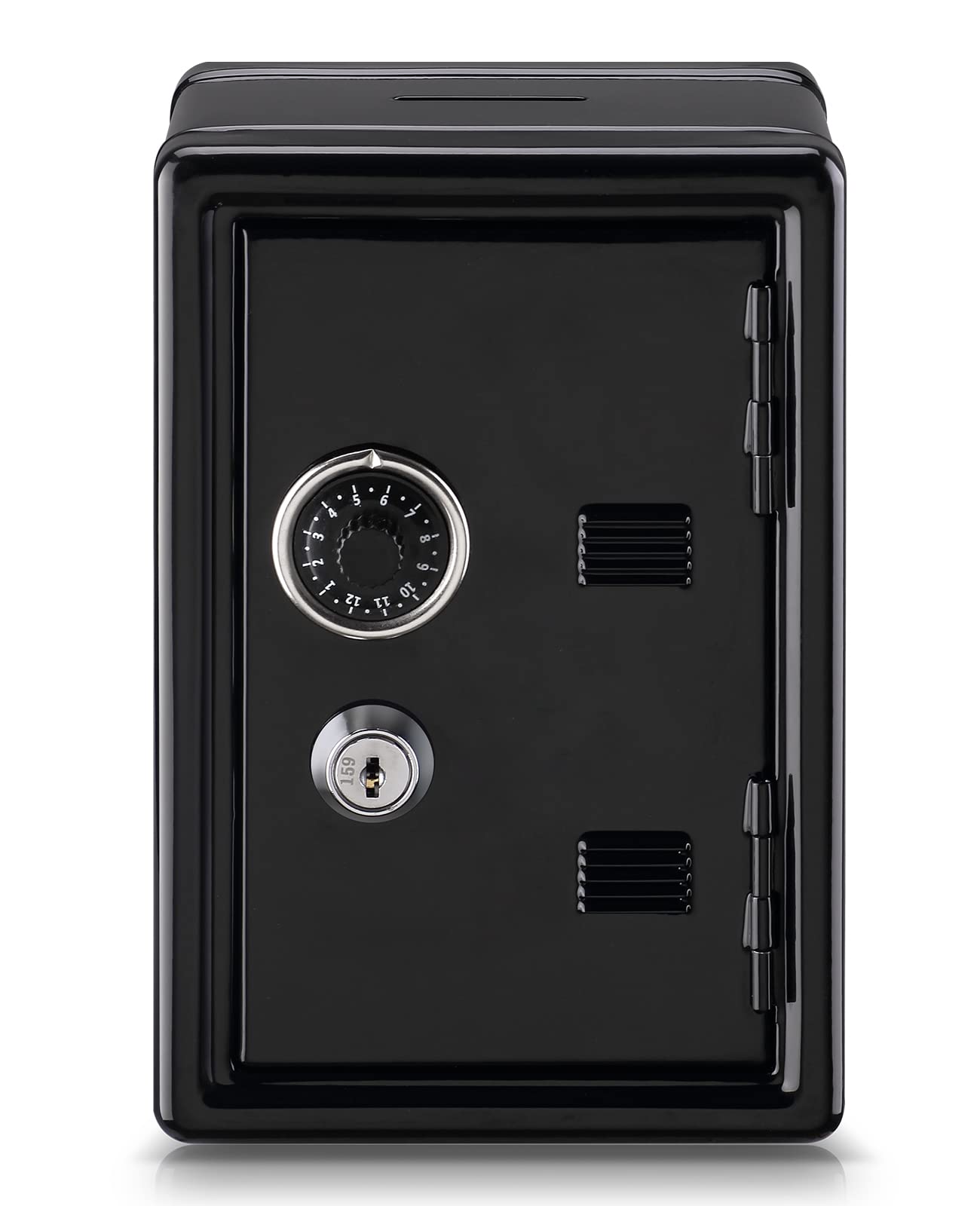 Photo 1 of Younion Money Safe and Cash Lock Box, Mini Size Security Safe Box for Money Jewelry and valuables, 4.6"x 4.2"x 6.9" Black