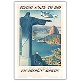 Flying Down to Rio Brazil - Christ the Redeemer Statue - Pan American Airways (PAA) - Vintage Airline Travel Poster by Paul George Lawler c.1930s - Master Art Print (Unframed) 12in x 18in
