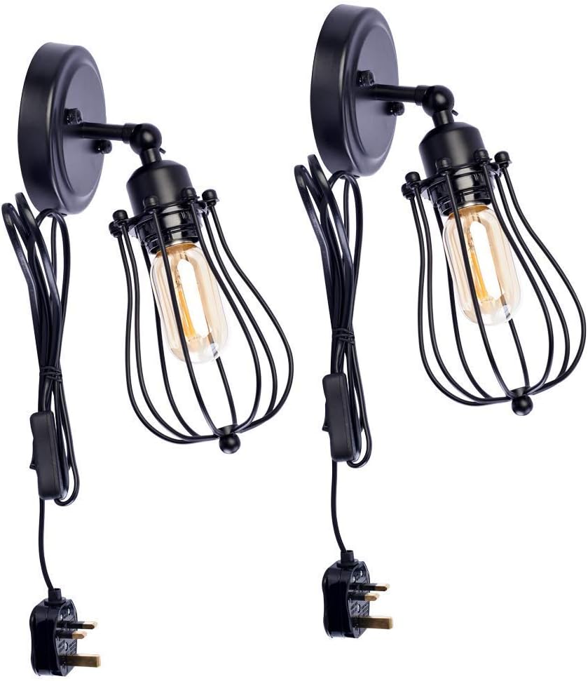 Wghz Juego de lámparas de Pared, Apliques de Jaula de Alambre