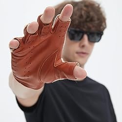 Hanotolo Fingerless Driving Gloves for Men– Soft