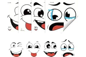 Funny Trash Garbage Can Stickers | 4 Sheets Self-Adhesive Removable Decals,4 Sheets Cartoon Face Stickers - for Fridge Bucket