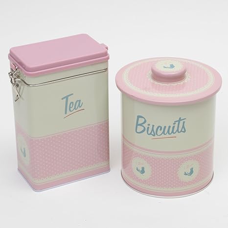Caja para té/para galletas lata Retro rosa/crema cocina Cafe: Amazon.es: Hogar
