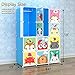 Tespo Portable Clothes Closet Wardrobe for Children and Kids, Cute Cartoon, DIY Modular Storage Organizer, Sturdy and Safe Construction, 12 Deeper Cubes with Hanging Rods (12 Cubes-Blue)