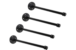 1/2" Shelf Bracket, Home TZH 4 Pcs Industrial Floating Shelf Bracket Heavy Duty Pipe Bracket Vintage Wall Hanging Decor with Screws for Floating Wood Shelves, 12” Wall Mounted DIY Bracket(4, 12")