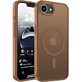 WRJ Magnetic Matte Case for iPhone 17e/iPhone 16e 6.1-Inch,Brown | Compatible with Magsafe,Military Grade Drop Protection,Slim Translucent Anti-Fingerprints Shockproof Protective Phone Case