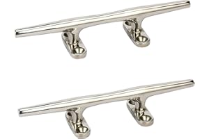Amarine-made 2Pcs 8 Inch Open Base Cleat 316 Stainless Steel Boat Cleats,Rope Cleat,Boat Dock Cleats - Ideal for Marine, Deck