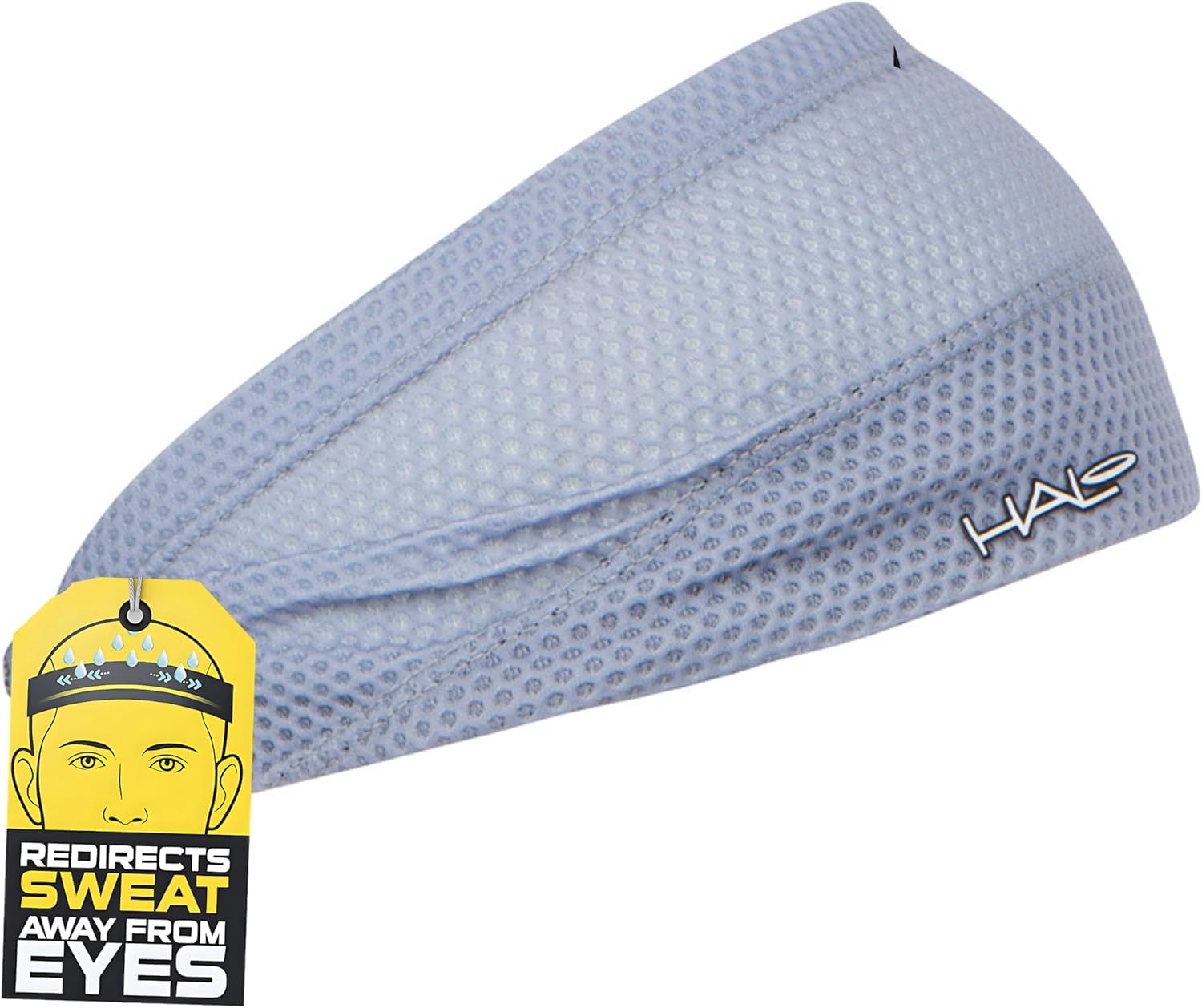Halo Headband AIR Series-Bandit -Grey- 4" Wide Pullover Sweatband for Men and Women- Keeps Hair in Place and Sweat Off Your Face