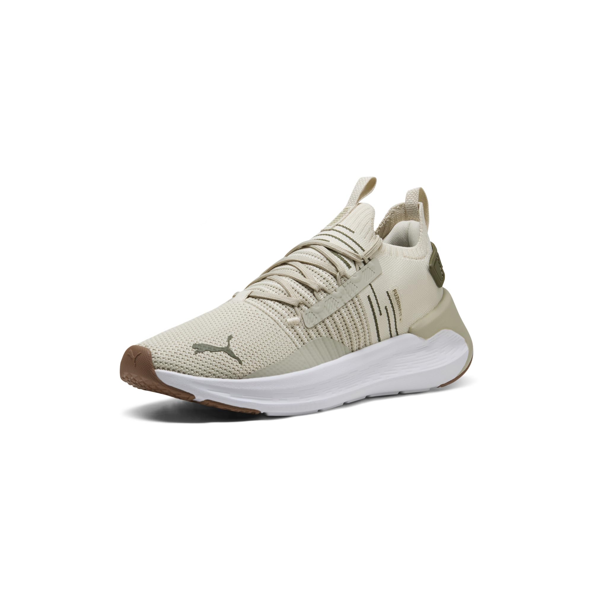 PUMA Men’s Softride Symmetry Fuzion Running Shoes, Desert Dust-Alpine Snow-Olive, 7.5