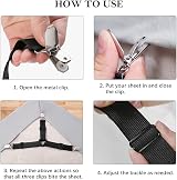 ZGTS 4 PCS Adjustable Bed Sheet Clips with Elastic Straps - Black view 6