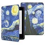 MoKo Case for Kindle Paperwhite, Premium PU Leather Cover with Auto Wake/Sleep Fits All Paperwhite Generations Prior to 2018 (Will not fit All-New Paperwhite 10th Generation), Starry Night