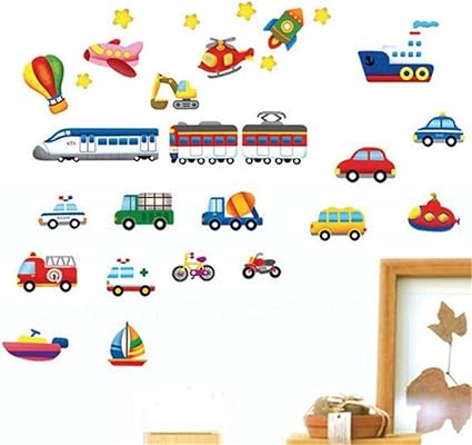 Pegatinas De Pareddibujos Animados Coche Tren Sala De Estar Dormitorio