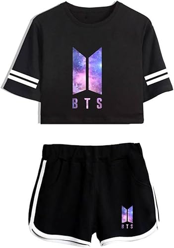 Amazon Co Jp Saitrewed 韓流グッズ Bts 防弾少年団 ミニtシャツ ショーツ 半袖シャツ パンツ スウェットパンツ ジョガーパンツ 夏 薄手 ショート丈 レーディス 応援服 人気 ゆったり 5bk Xl 服 ファッション小物