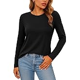 LINKDEER Long Sleeve Shirts for Women Anti-Wrinkle Stretchy Basic Casual Crew Neck T Shirts Tops Lightweight Soft