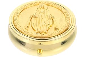 NOLITOY Metal Rosary Case - Vintage Medal Jewelry Box, Religious Keepsake for First Holy Communion, Baptism Confirmation for 