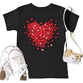 LAZYCHILD Kids Valentine Shirt Girls Valentines Day Shirts Heart Graphic Long Sleeve Striped Tee Tops 5-14 Years