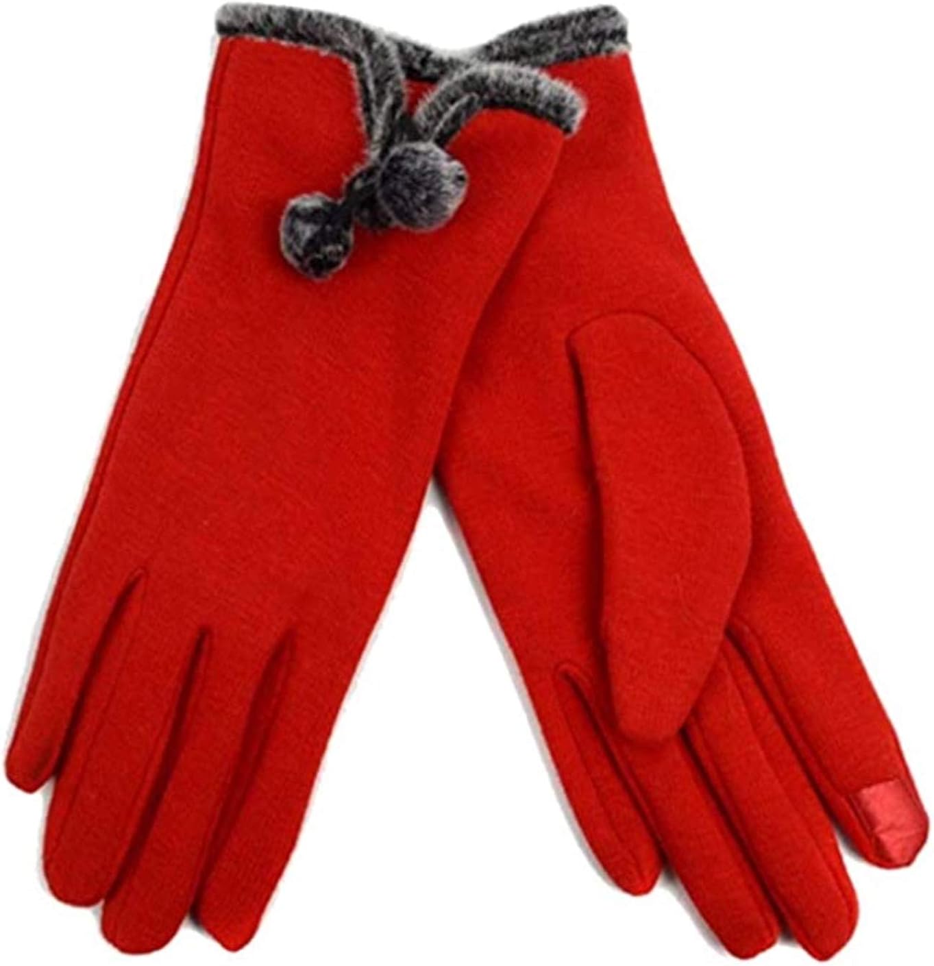 Buy Women's Red Fleece Lined Touch Screen Driving Gloves With Faux Fur