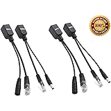 BeElion 2Kits 4PCS Passive PoE Injector and Splitter Kit with 5.5x2.1 mm DC Power Adaptor Connector,Black