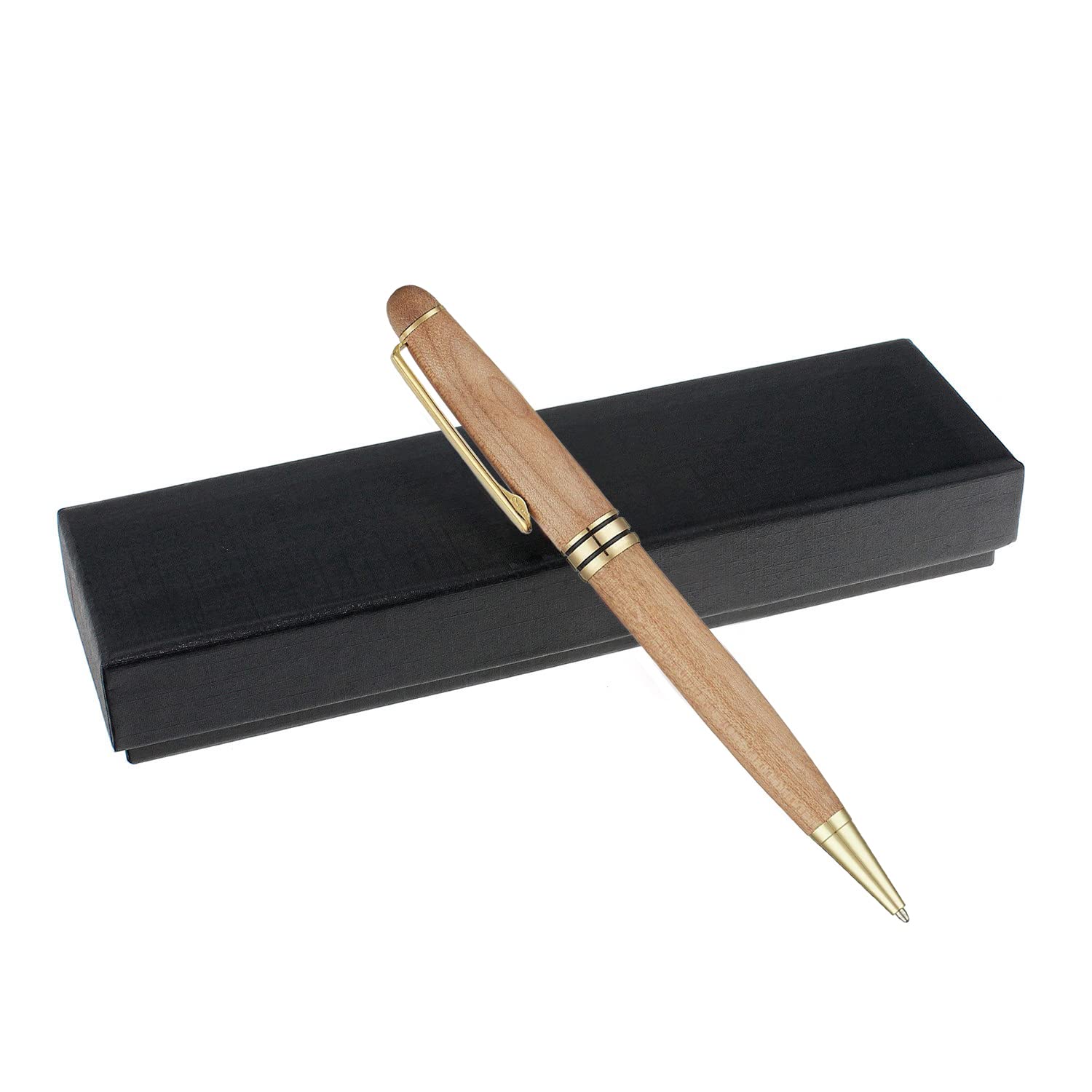 Ragetorc Luxury Ballpoint Wood Pen Set, Handcrafted Natural Rose Wood, Gold Trim, Hand Turned & with Black Gift box - Perfect Father’s Day gift & Novelty gift
