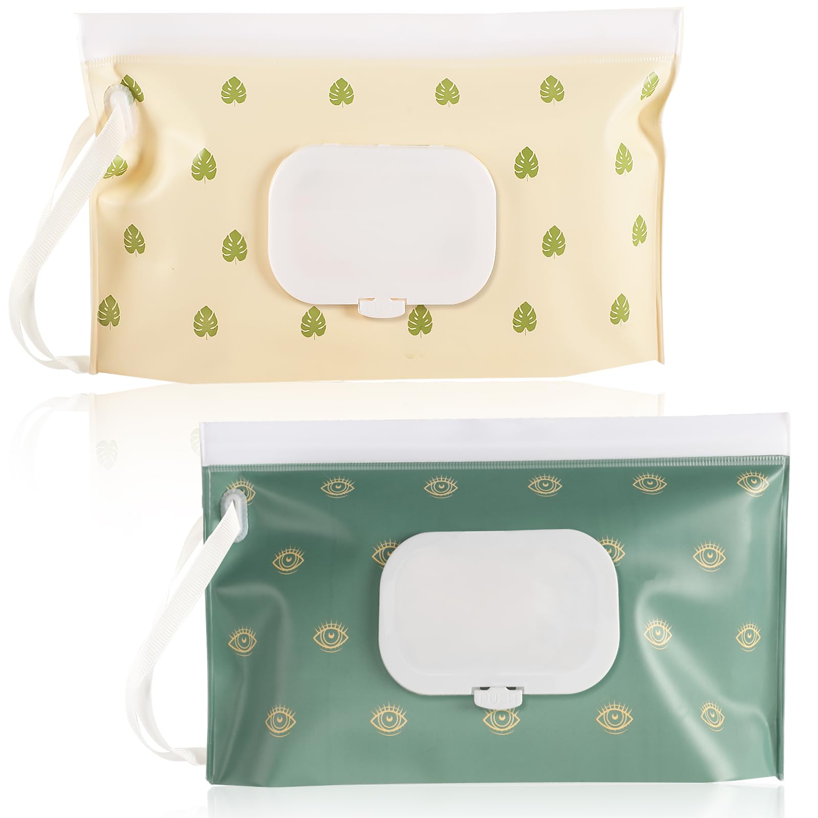 Photo 1 of FEBSNOW 2 Pack Baby Wipes Dispenser, Portable Refillable Wipe Holder Baby Wipes Container Travel Wipes Case Reusable Boho Wet Wipes Pouch