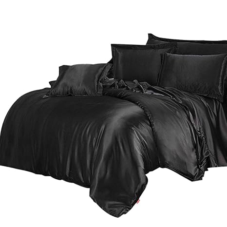 MagiDeal Weich Satin Seide 4 teilig Bettwäsche Set , Hypoallergen , gegen Hausstaubmilben , helle Farbe und Größe Auswahl - S
