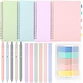 Honoson 16 Pcs Cute Kawaii Notebooks A5 Lined Journal Notebook Includes 4 Colorful Spiral Notebook 5 Retractable Gel Pens 6 Aesthetic Pastel Highlighters 1 Sticky Index Tabs (Cute Color)